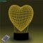Romantic Love Heart 3D Table Lamp 16 Colors Remote 3D Desk Lamp