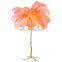 Modern Decor Floor Lamp With Feathers Brass Gold Tree Branch Standing Light Resin Ostrich Reading Corner Lights