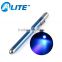 Custom Brand Name Case Metal Aluminum LED UV Black Light Pen with Clip YT-B105UV