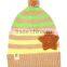Hot Selling Star Applique Baby Boys Girls Stripe Knitted Pom Pom Baby Beanie Cap