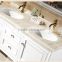 Hot sale modern solid wood cabinet double sink marble countertop bathroom vanity