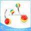 Multi-colour ball banana piercing wholesaler surgical steel 100 nickel free navel ring