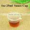 1oz 25ml Small Clear PP Plastic Sauce Packing Cup With Clear Lid Sauce Bowl