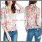 Elegant printed high neck fashion cutting blouse design