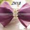 Purple Chiffon Ribbon Rhinestone Hair Bows French clip Hair clip