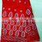 2015 Red african velvet lace fabric with stones for dress