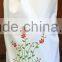 Hand embroidered white cotton plastic bag holder-red flower