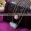 Wholesale fashion long chain necklace 2 multilayer round square gold chain necklace