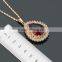 2016 Festive bridal jewelry chinese red precious stone water drop cubic zircon