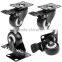 Swivel Caster Wheels Rubber Base with Brake Pack