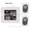 RF Wireless RCC LED Weather Station Clock White With Backlight In/Outdoor Temperature Humidity With Two Transmitters