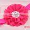 2016 New style fancy colorful elastic pearl center fabric flower headband for girls