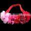handmade chiffon flower headband with pearl beads center for kids hair accessories for baby girl