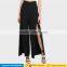 2017 Elegant summer casual sexy slim trumpet wide leg loose solid black high waist split women pants