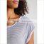 Guangzhou Factory Custom Cotton Round Neck Tee Striped Women T Shirt