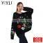 OEM service 2017 Women loose floral Embroidery Flower Knit Pullover Sweater