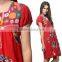 Bohemian Hand Emboidered Kaftan dress beachwear tunic tops cotton tassels fringes funduna hem kurtis pom pom lace short tops