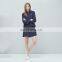 Fashion lady navy long sleeve knit quilted sweatshirts and sweater
