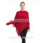 Ladies pure cashmere knitting elegant pullover poncho with long sleeves solid color turtleneck sweater