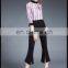 Srping Summer Fashion Flexible Elegant Women Office Lday Slit Bell Bottom Slim Flared 3/4 Georgette slim Pants