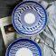 Wholesale high quality dinnerware Japanese porcelain dishes blue rim stripe ceramic steak plate