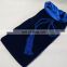 7x17 inch Elegant Satin-Lined Blue custom velvet wine bag with tasseled cord