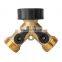 Heavy Duty 2 Way y Shaped Solid Brass Shutoff Splitter