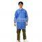 Non-sterile SMS disposable pp blue Isolation Medical non woven Lab Coat for laboratory use