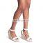 Women high quality fashion design white nappa rope platform wedge heel with wavey front strap sandals ladies shoes