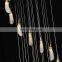 Modern large ceiling round luxury natural stone rocks quartz crystal chandelier