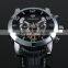 Stainless steel top genuine leather strap movement mechanical watch power reserve, date,day,month,24 hours function WM444