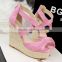 Fashion woman shoes PU Leather sandals cross wedges Gladiator Sandals Women's high platforom sexy sandals shoes