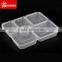 2 compartments transparent clear disposable plastic food boxes