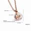 Fashionable rose gold crystal pendant necklace without stones