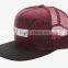 Red Wine Flat Brim Trucker Cap With Foam Mesh Hat