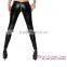2016 Wholesale Wet Look Zippered Leather Legging Black