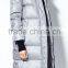 2015 Ladies high quality fashion popular knee long down feathere hooded jacket
