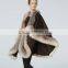 popular ladies cashmere and fox fur trim cape