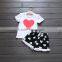 2016 New Design Girls Lovely Hearts Printed Children Clothes Suit for Children