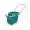 Convenience Double Handle Plastic Shopping Basket With Wheels