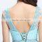 V-1046-1 blue light V-neck with embroidery mesh fashionable beads prom dress 2016