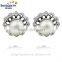 flower shape 925 silver girls fashion flat button freshwater pearl earring