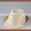 Promotional paper straw fedora hat with sewed ribbon