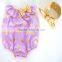 Seaside Bella Romper.Baby Swim Wear.Gold Dot Design With Headband.