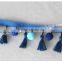 Newest design handmade 4.5cm width beaded pompom fringe wholesales