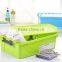 2016 larger candy color cheap plastic storage container/ storage bins with handle and wheel