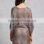 china whosale OEM clothing 3/4 dolman sleeves Metallic Open-Knit Dress