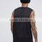 Fashion Design Black 100% Cotton Men's Sleeveless T-Shirt Raw Cut Crew neck Tank Top Wholesale Deep Cut T Shirt