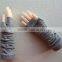 2016 new design knitted elbow length winter gray grey fingerless 100% cashmere gloves wholesale knitting pattern