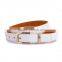 Leather Flat Belt Fashion Wide Brown Belts Belt with Metal Clasp